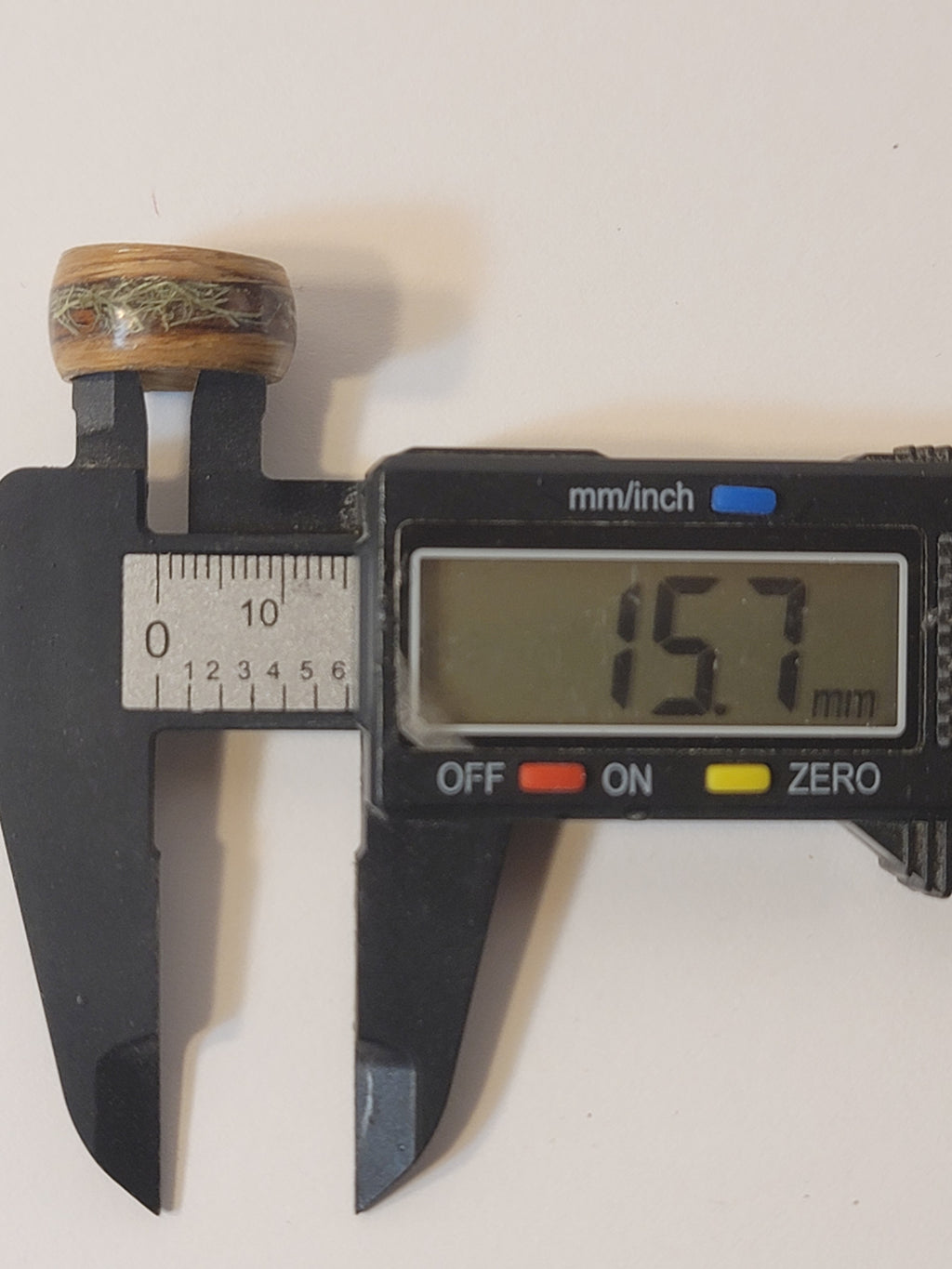 Oak Ring with an incased band of Lichen size 5