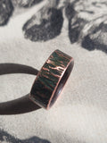 Hammered Copper Ring with East Indian Rosewood Inner Size 8.5
