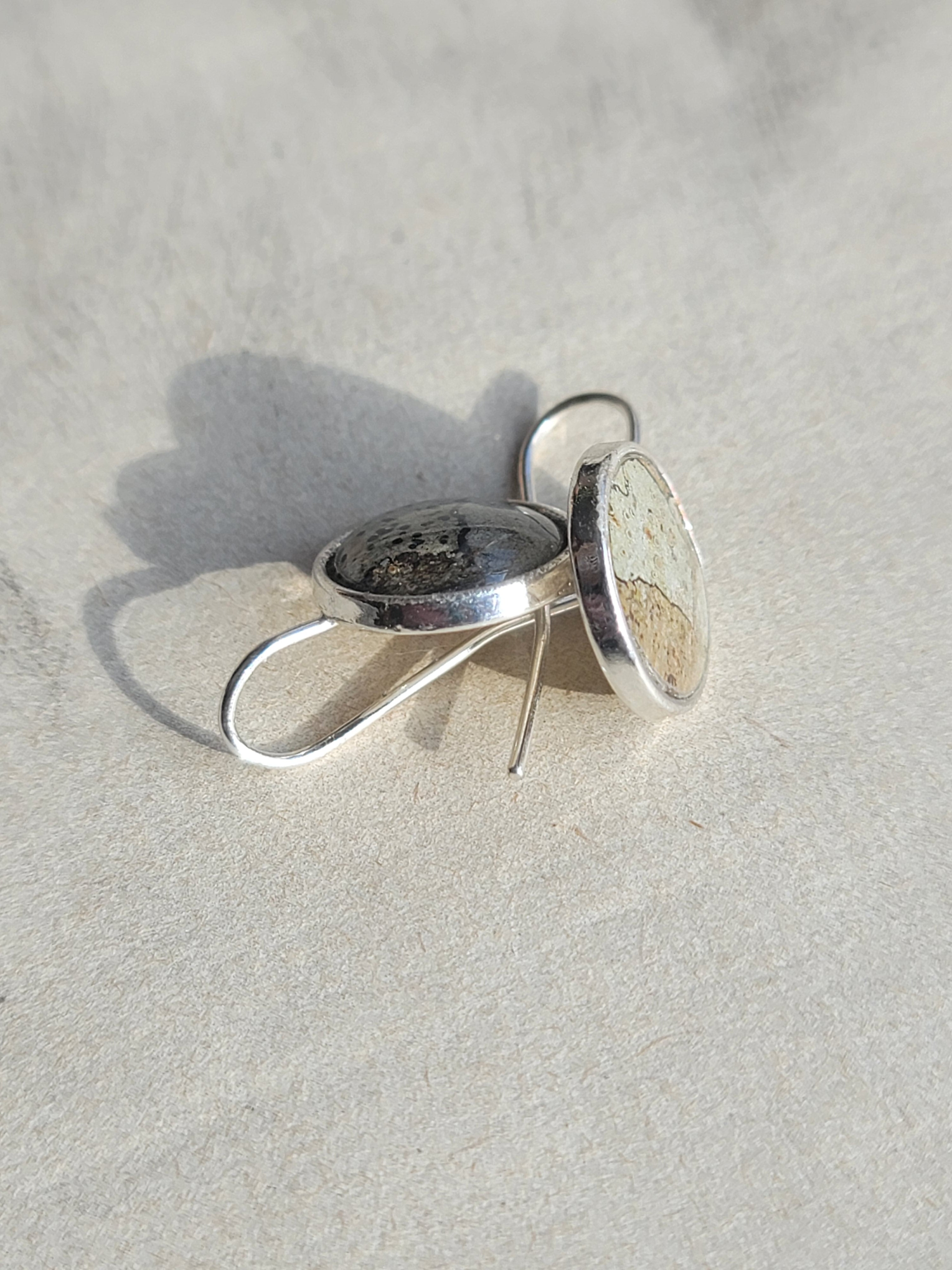 Earrings with Lichen Pattern on Rowan Tree Bark