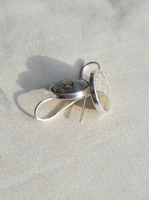 Earrings with Lichen Pattern on Rowan Tree Bark