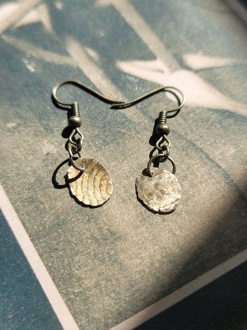 Copper and Brass Earrings - Mokume Gane