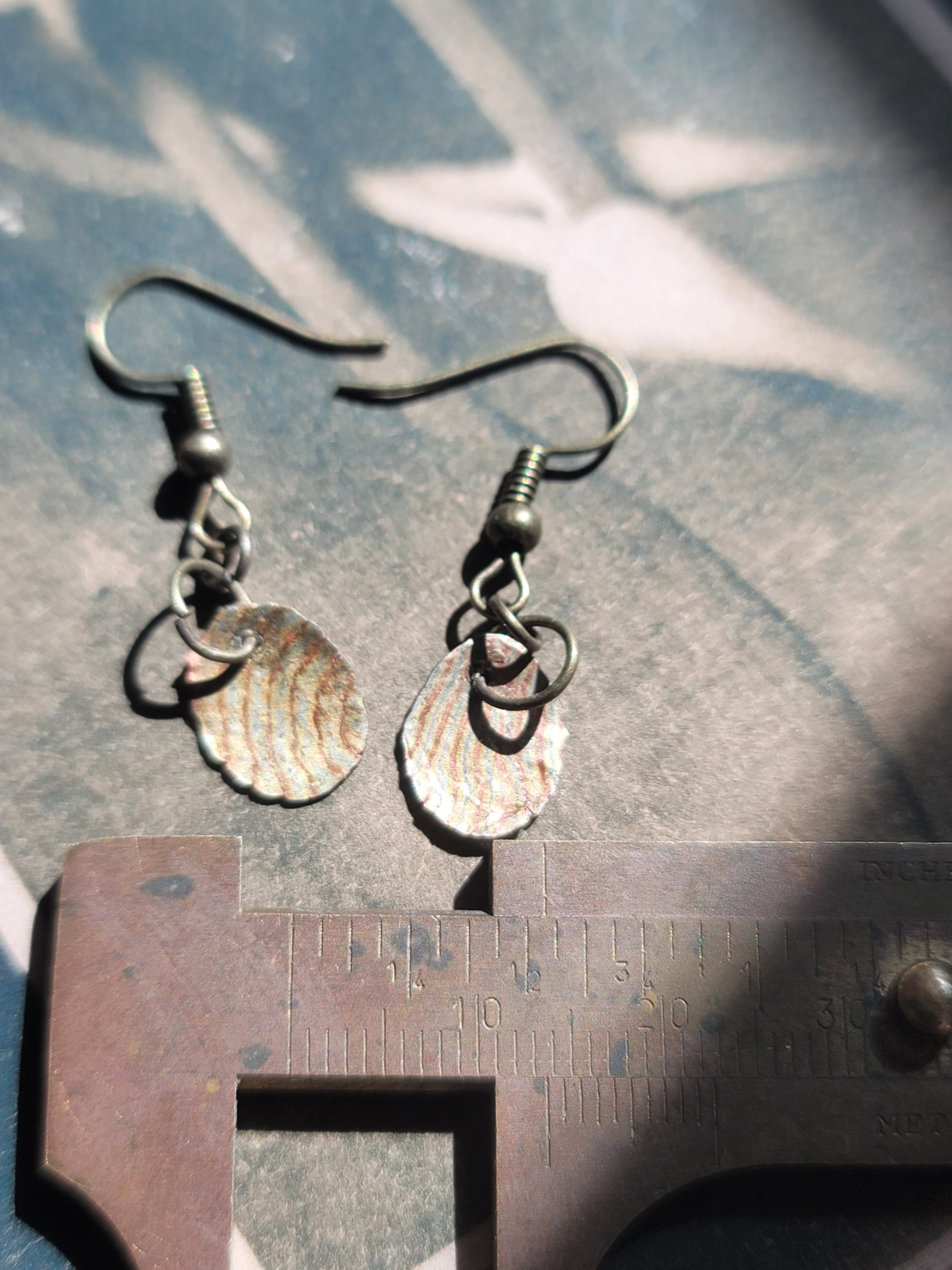 Copper and Brass Earrings - Mokume Gane