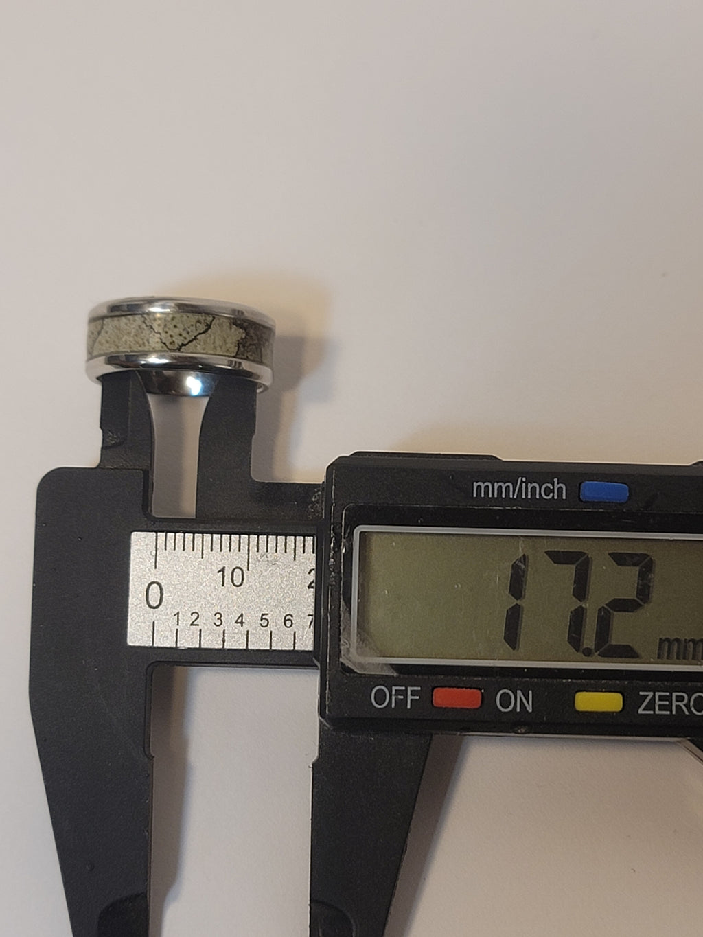 Steel Ring Band of Lichen Pattern on Rowan Tree Bark US Size 7